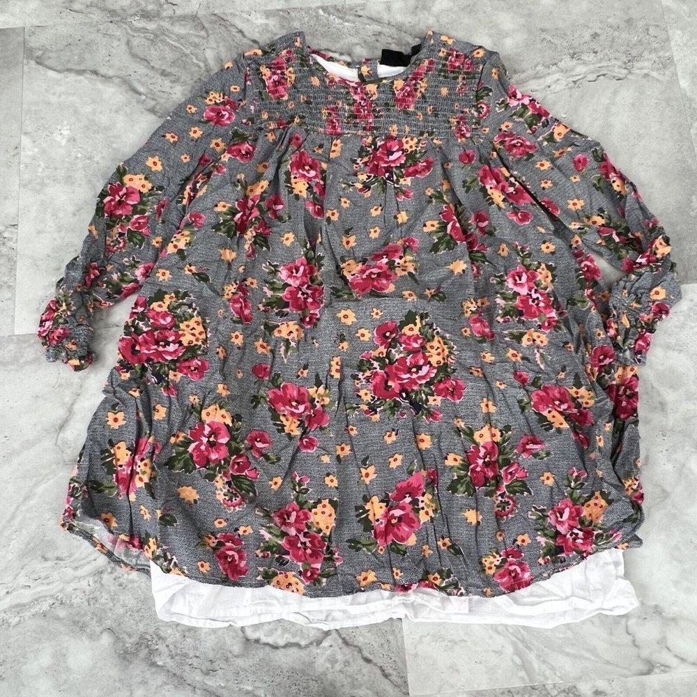 KIDPIK Black‎ Multicolor Floral Dress Girls Size XL Xlarge 14 Gray with Pink